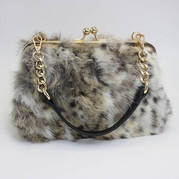 Neiman Marcus Elegant Lynx Stripe Print Handbag - Picture 3 of 8